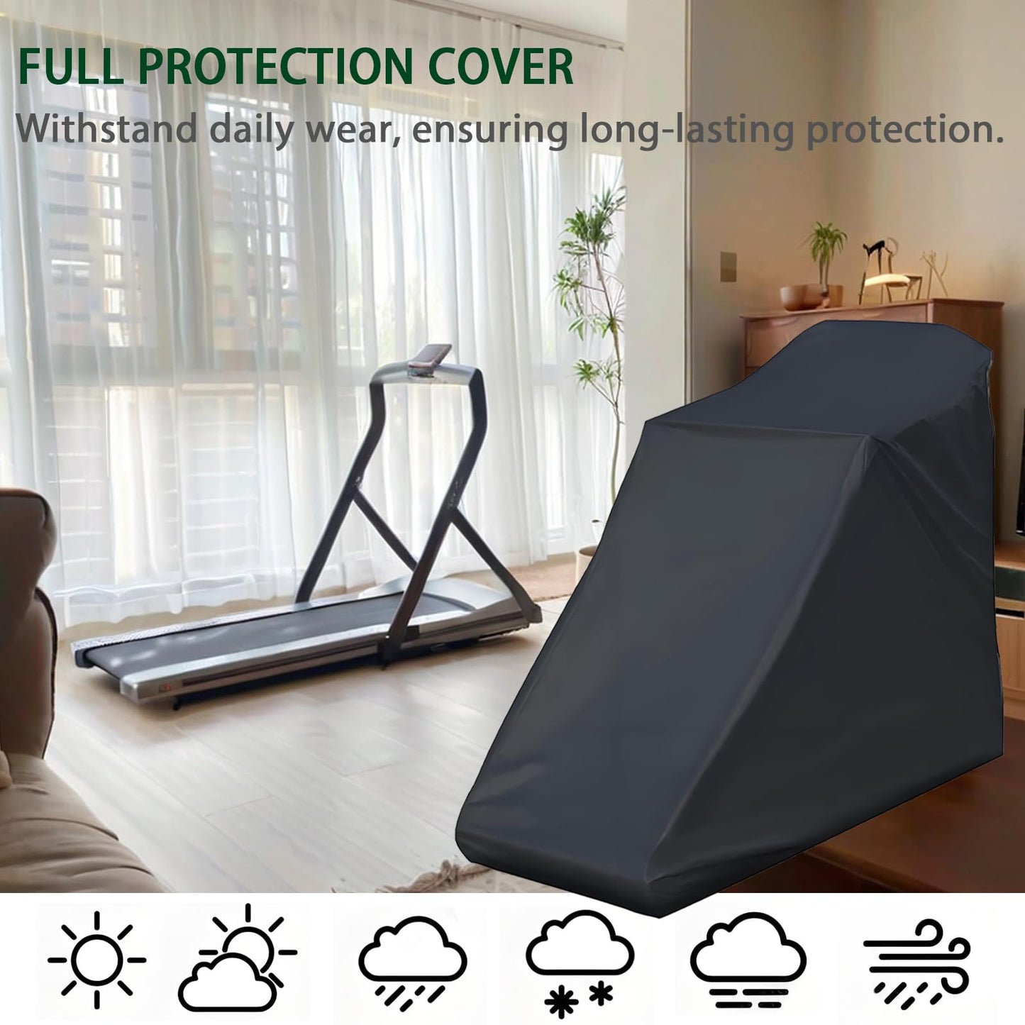 Treadmill Cover, Running Machine Cover, Oxford Cloth Waterproof Dustproof Exercise Equipment Protect with Drawstring and Storage Bag For Outdoor Indoor Gym Treadmill