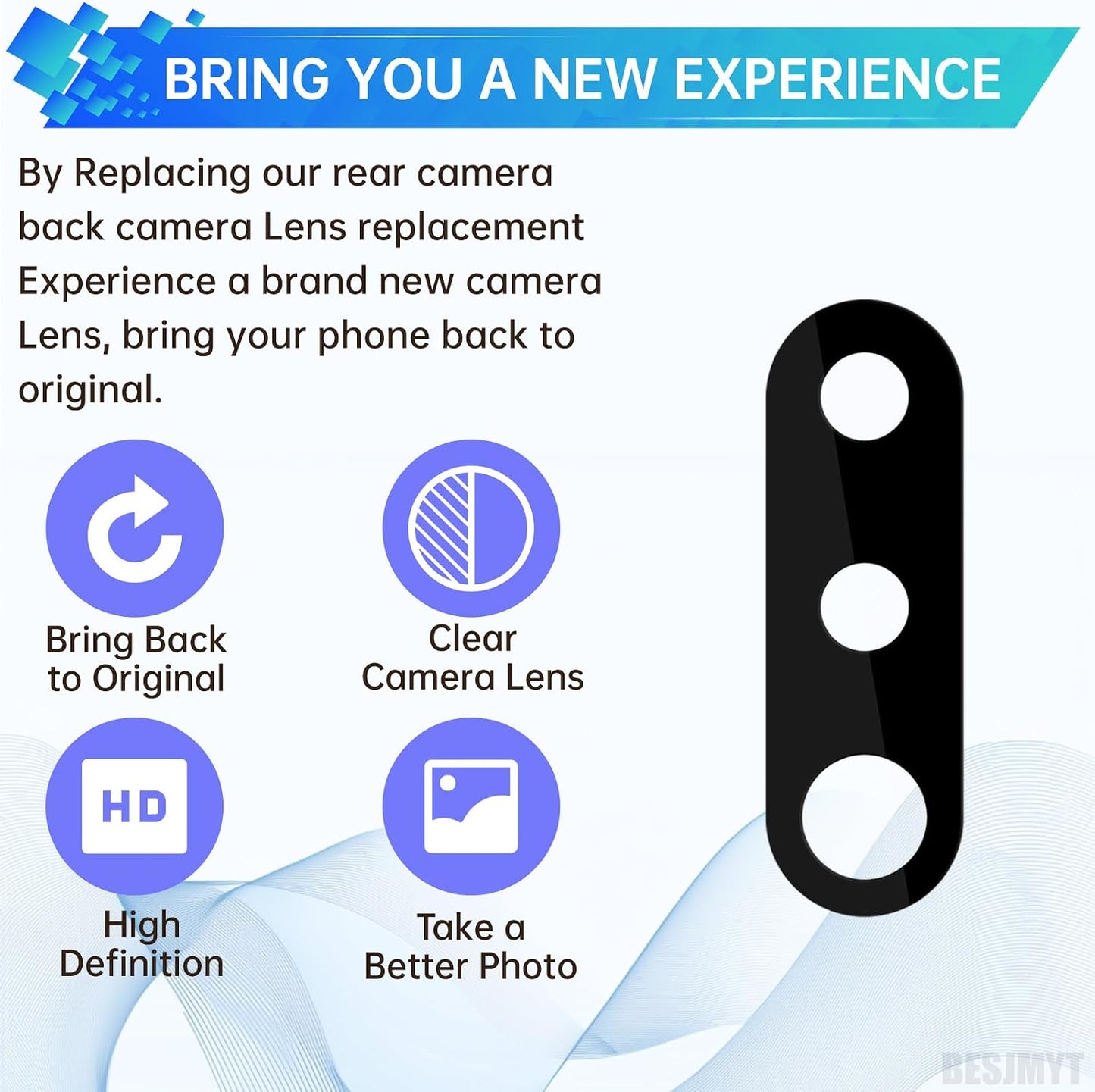2 Pack A20s A20s SM-A207F for Samsung Galaxy Rear Camera Lens Replacement Adhesive Back Camera Glass Lens with Full Fix