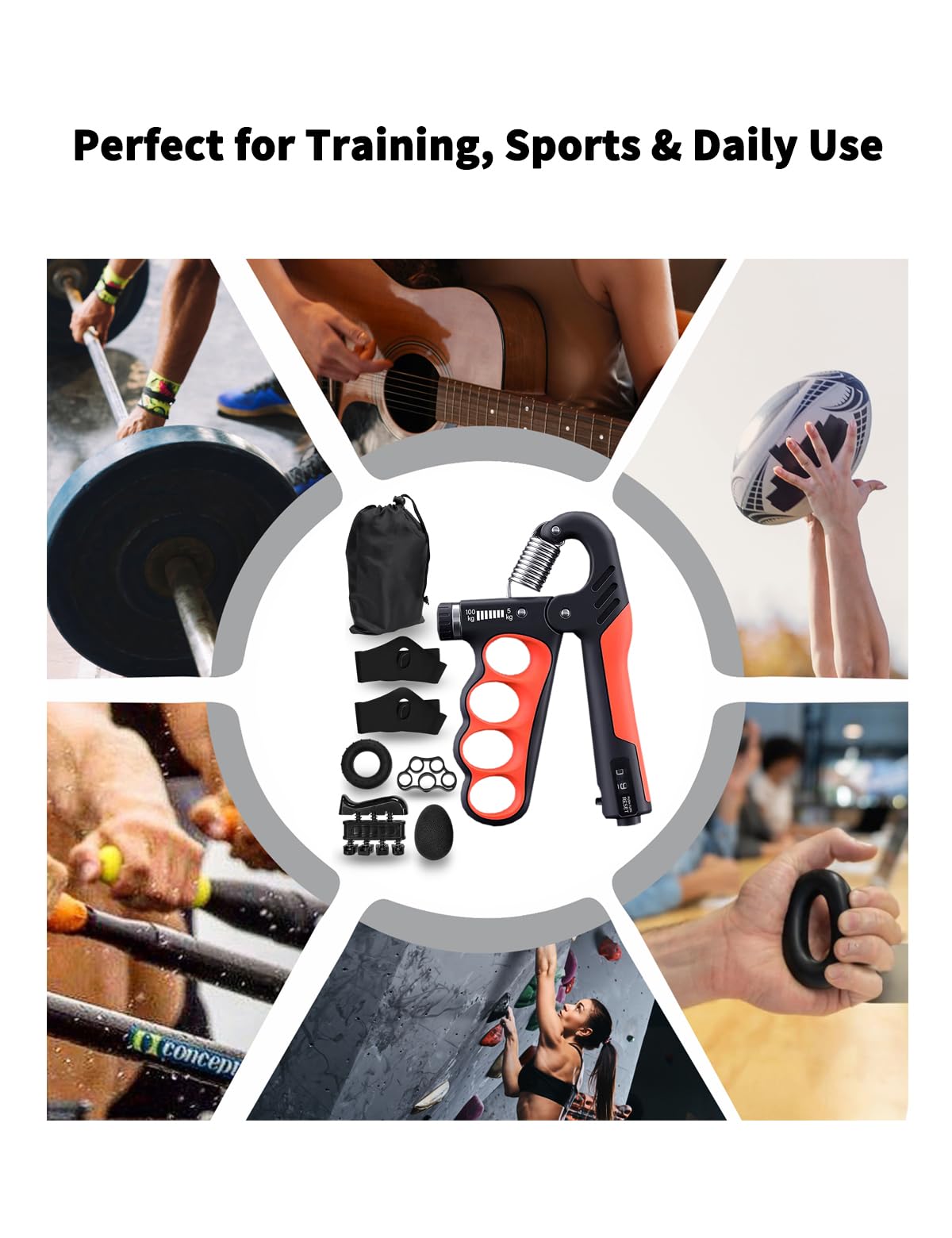 Grip Strength Trainer, Adjustable Hand Gripper 11–220 LBS with Automatic Counter – Ergonomic Forearm Strengthener for Grip Workout & Fitness Training