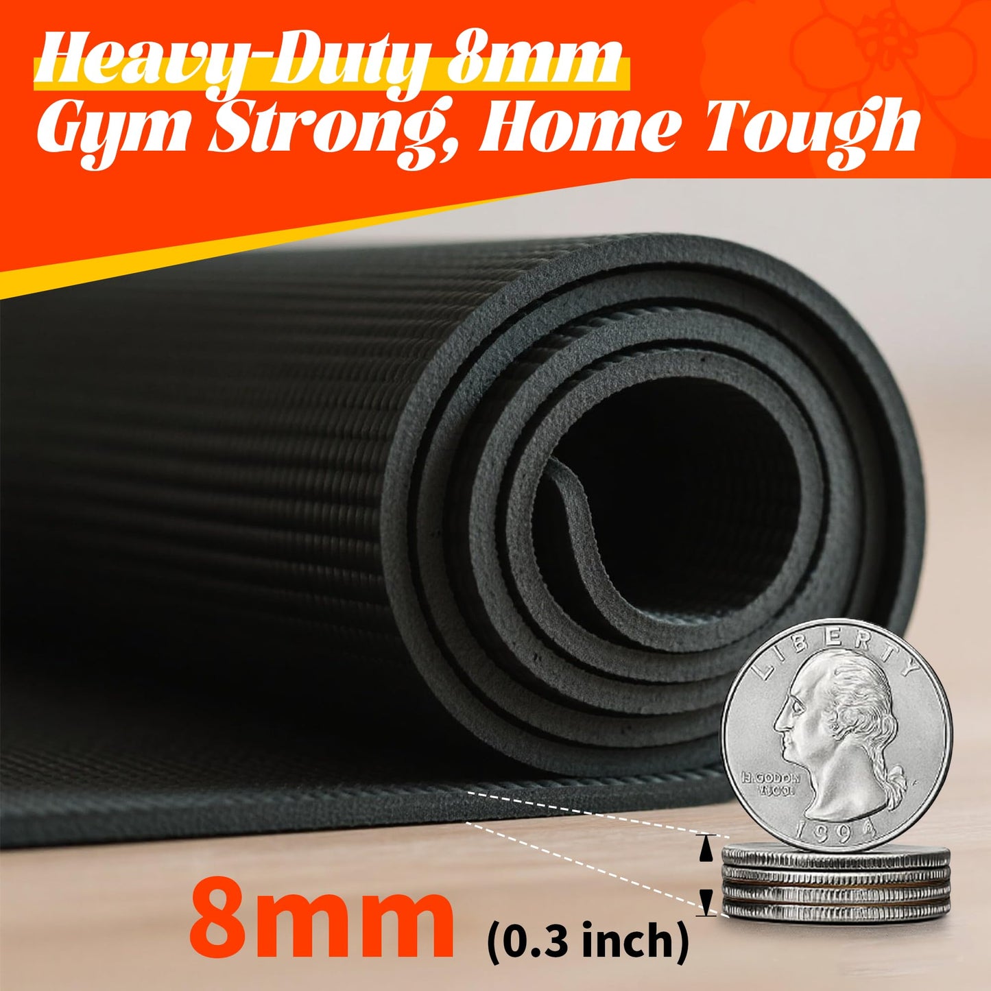VTORY 8mm Large Workout Mat 6×4 ft – Extra Large Wide Yoga Mat & Pilates Mat Thick, Non-Slip Exercise Mat for Home Gym, Home Workout, HIIT, Strength, Stretching
