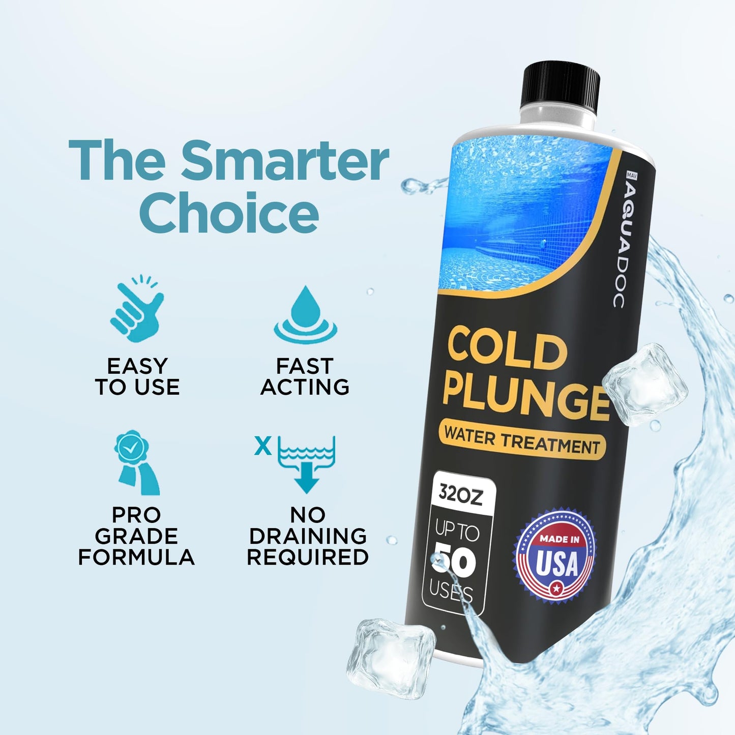 AquaDoc Cold Plunge Water Treatment - 32 oz - Ice Bath Cleaner and Water Stabilizer - Cold Plunge Weekly Treatment for Fresh Water - Made in USA