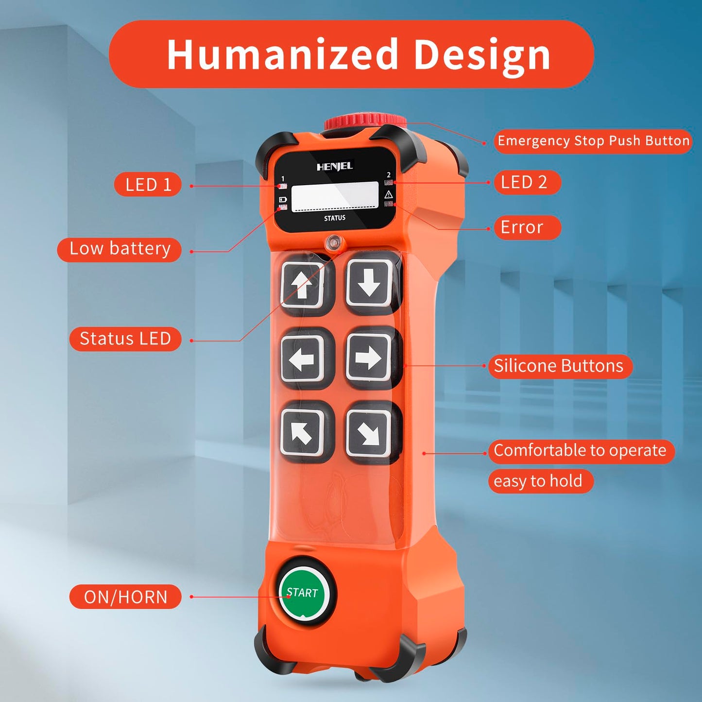 6 Button Industrial Wireless Crane Radio Remote Control for 24V 110V 220V Electric Chain Hoist Overhead Bridge Travelling Crane Truck Transmitters and 24-264V Receiver