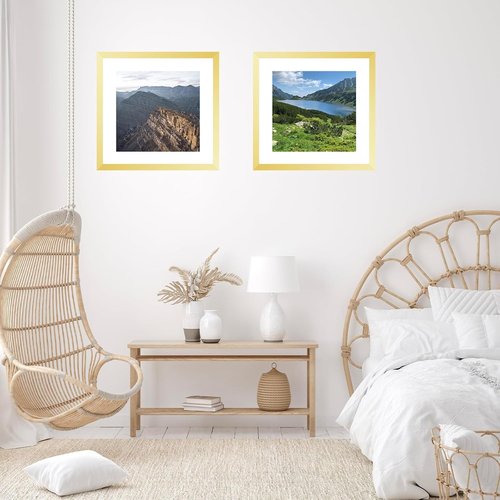 JCJMY 18x18 Gold Picture Frame - Display 14x14 Photos with Mat or 18x18 Without Mat | Shatter-Resistant Plexiglass