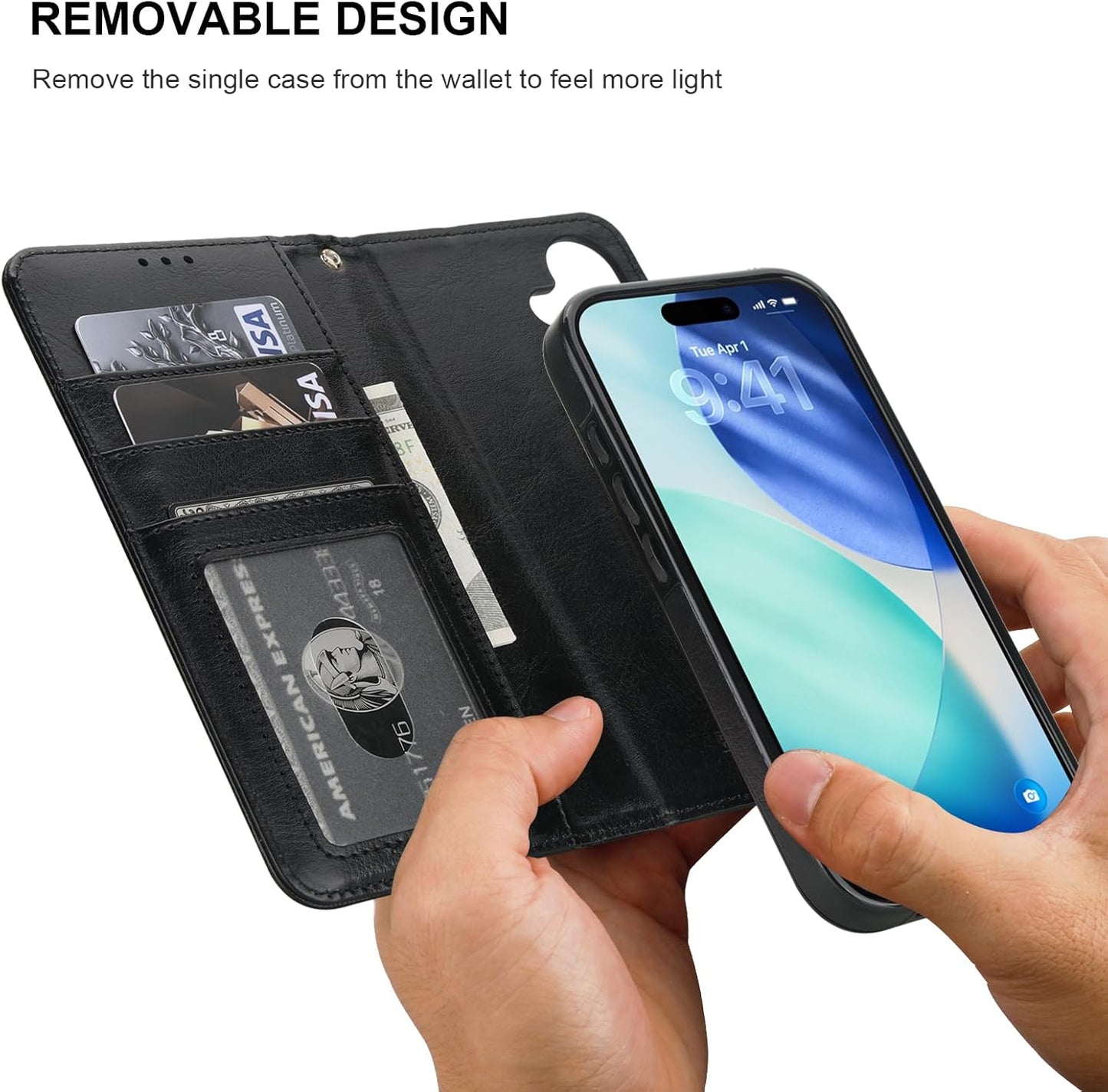 Bocasal 17 6.3 Inch for iPhone Wallet Case Compatible with MagSafe Wireless Charging, RFID Blocking Magnetic Leather