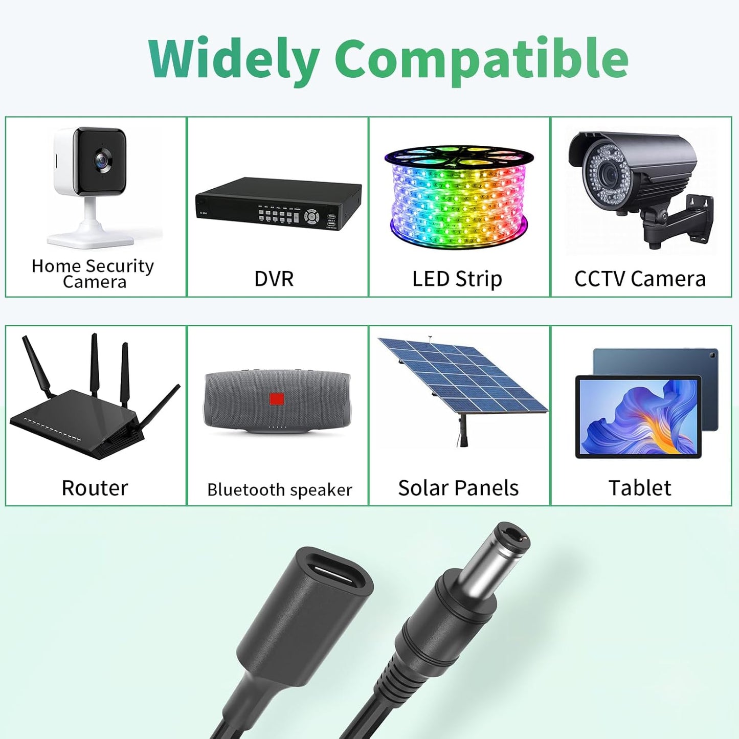Varbmt 3.28Ft 5.5mm 2.1mm 1Pack USB C to DC Adapter Cable, Type C USB-C Female Input to DC x Power PD Charge Cable Made