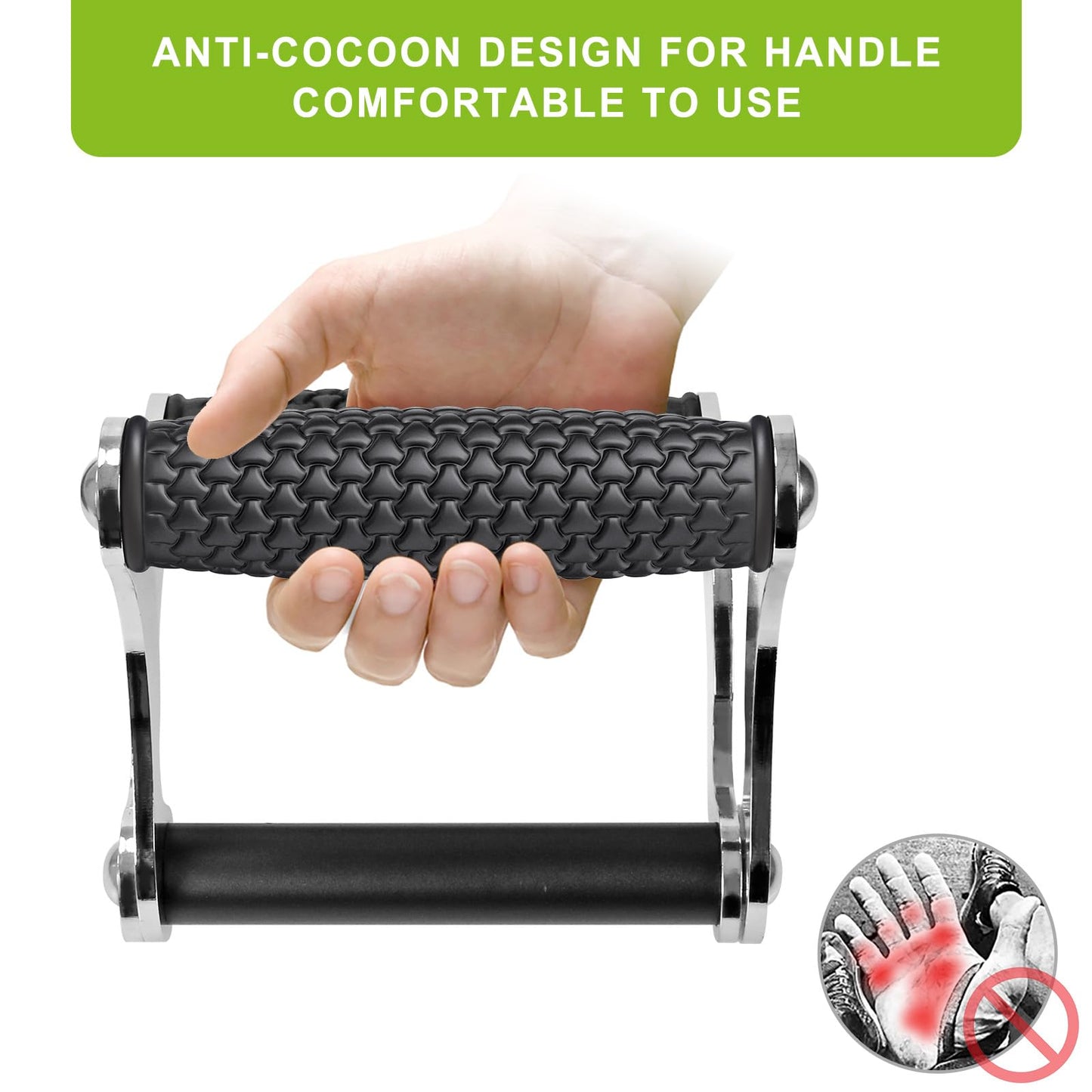 SELEWARE V Bar Landmine Handle Attachment, Solid Landmine Double D Handle T Row Attachment With Non-Slip Rubber Handle, Fits Olympic Bars Strength Training Bars