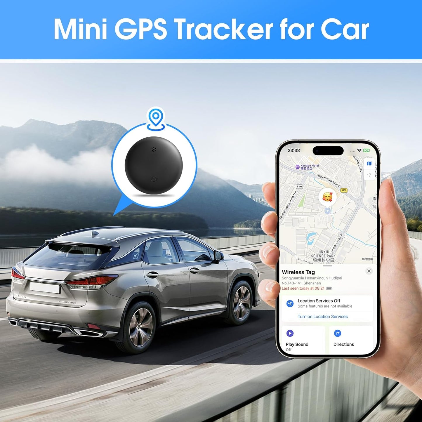 SCIREATH Mini GPS Tracker for Vehicles (for Android), Hidden Car Location Tracker w/Magnetic Case, Mini Hidden Item