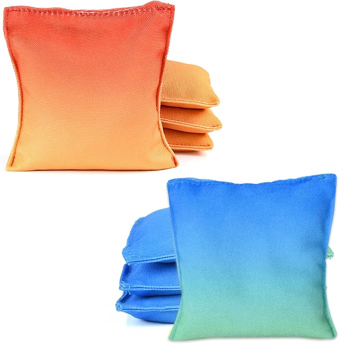 Weather Resistant Cornhole Bags, Gradient Corn Hole Bags Set of 8, Cornhole Bean Bags, Modified Size Cornhole Bags for Tossing Game, Includes Tote Bag