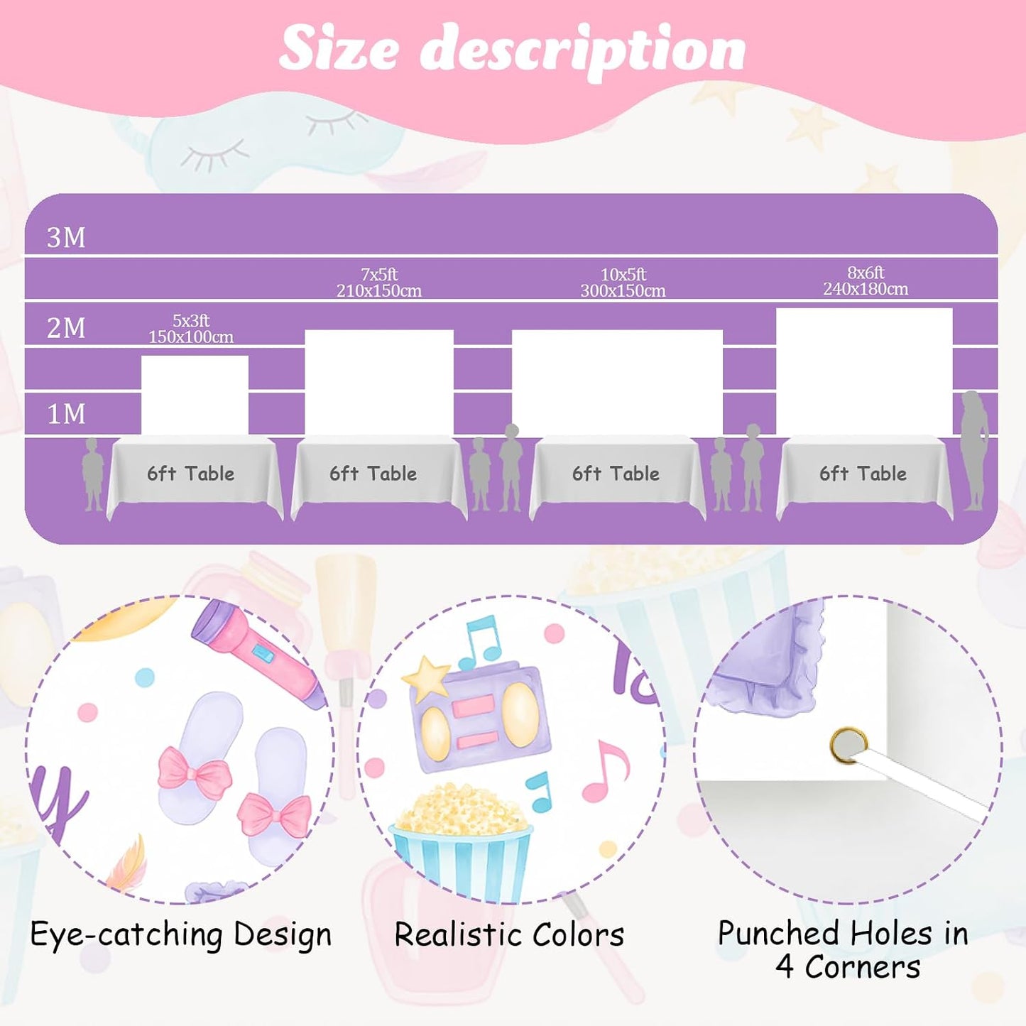 5 3ft Spa Happy Birthday Backdrop Spa Party Supplies for Girls Makeup Pajama Sleep Mask Pillow Photography Background