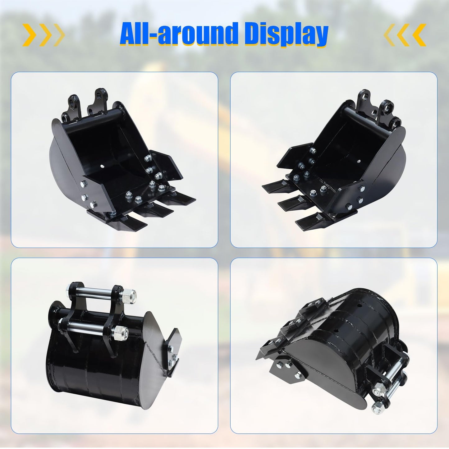 DANWIWEE Mini Excavator Digging 11.8in Bucket Attachments for Mini Excavator, 300mm Trench Buckets with Metal Teeth Fit for 1-2 Tons Mini Excavator, Small Digger Buckets Excavator Backhoe Attachments