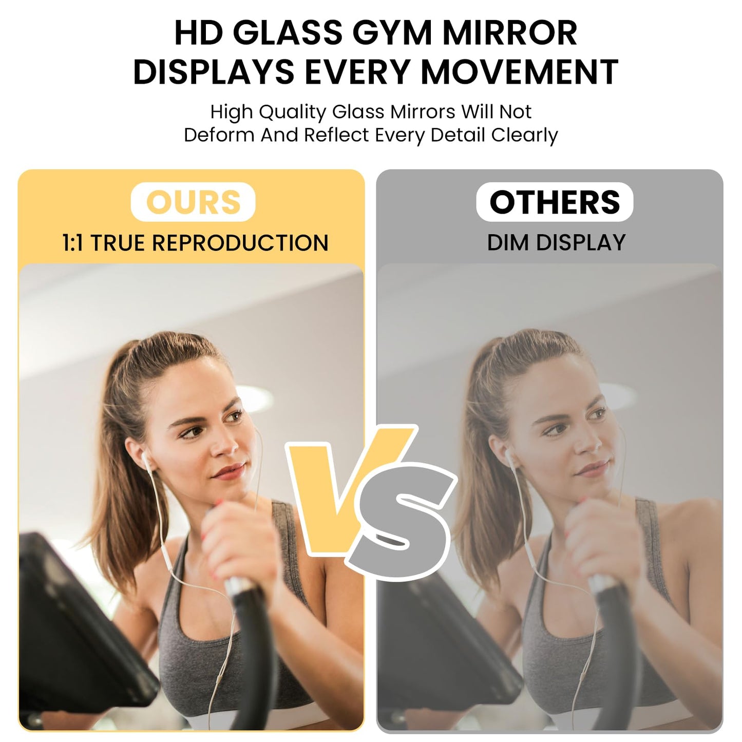 yuzeyurun Home Gym Mirror, Set of 2Pcs 48″×30″ Large Gym Mirrors, Tempered Glass Full Length Wall Mirrors, Full Body Mirror for Bedroom, Wall Mounted Mirror for Gym, Bedroom, Door