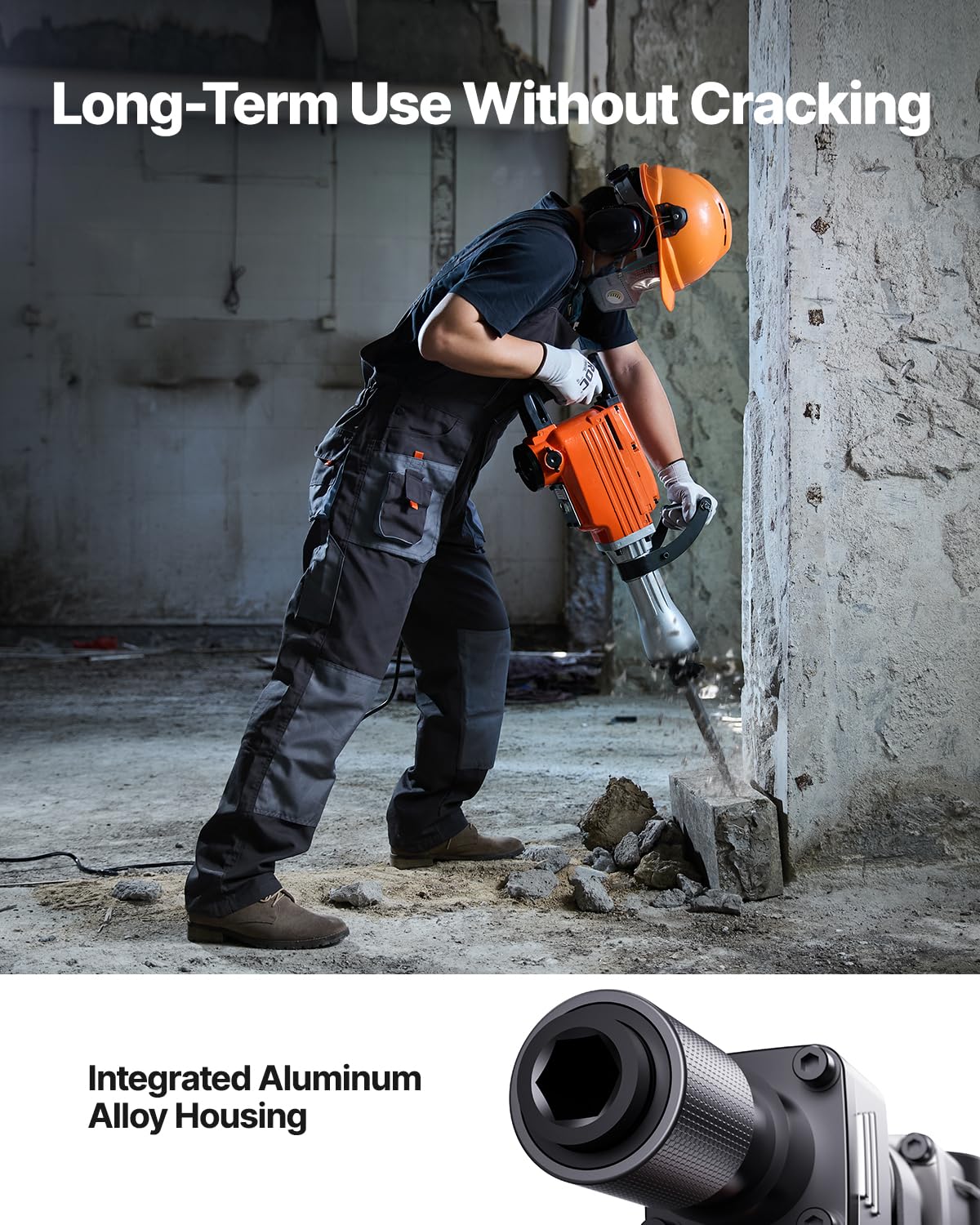 VEVOR Demolition Jack Hammer, MAX 2200W Electric Jackhammer Heavy Duty, 1350 BPM Concrete Breaker 2pcs Chisels Bit Chipping W/Case