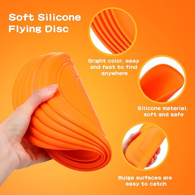 Lenwen 24 Pcs Flying Disc 6.89 Inch Soft Silicone Flying Disks Classic Play Flick Disc for Outdoor Backyard Beach Lawn Sports Park Camping Playing Adults Pet