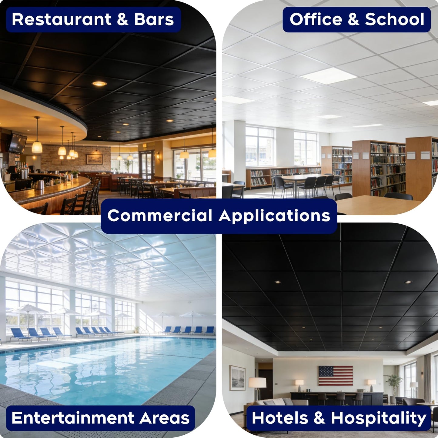IMXPW Premium PVC Smooth Drop Ceiling Tiles 2ft x 4ft - Waterproof, Fire-Rated, Washable, Drop in Installation - No Rot, No Sag, 10-Pack Cover 80 Sq. Ft, White