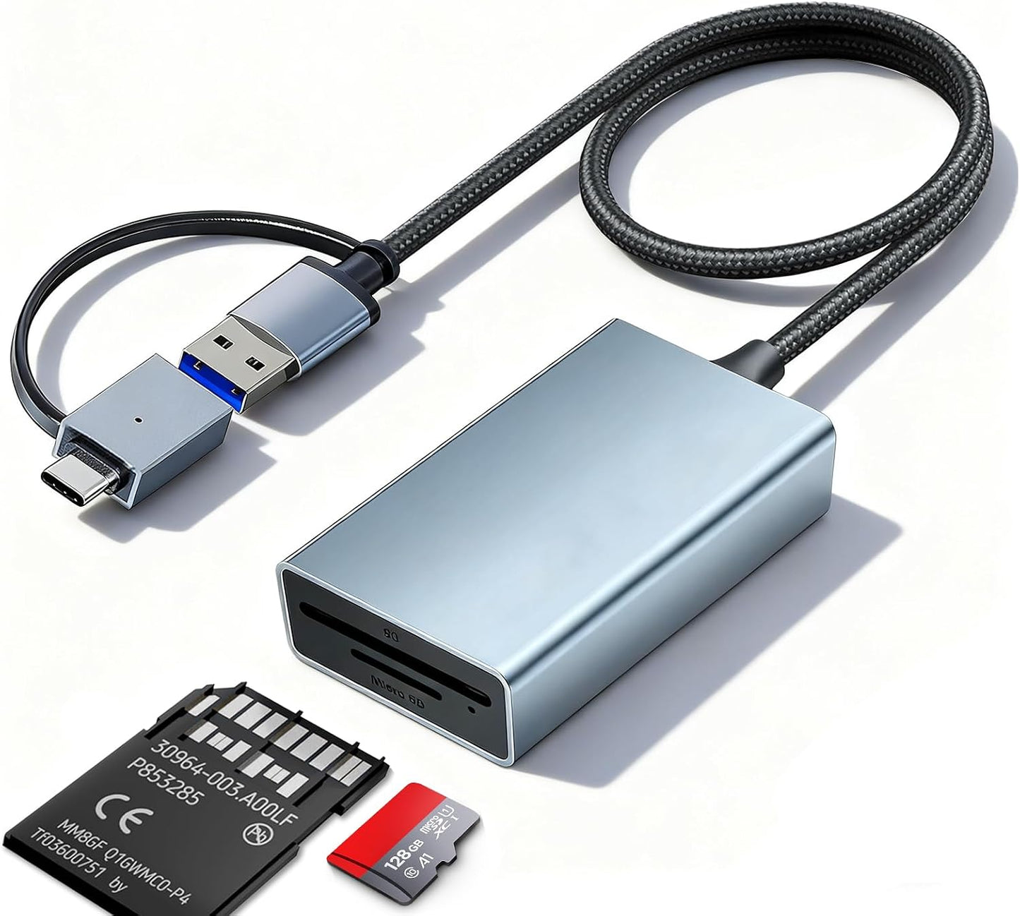 LBSC 2 1 4.0 SD/SDXC/SDHC/MMC/RS-MMC/Micro in USB-C SD Card Reader,High Speed Dual Port Memory Card Reader for SD/Micro