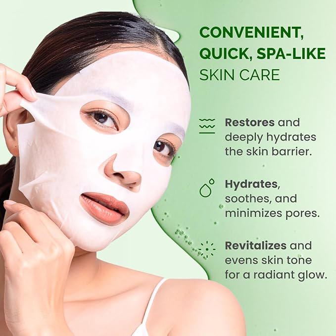 PLANTIFIQUE Superfood Facial Sheet Mask Variety Box 10 Pack ??2x Coconut, Aloe, Vitamin C, Centella & Collagen Face Masks ??Hydrating & Glow-Enhancing ??For All Skin Types