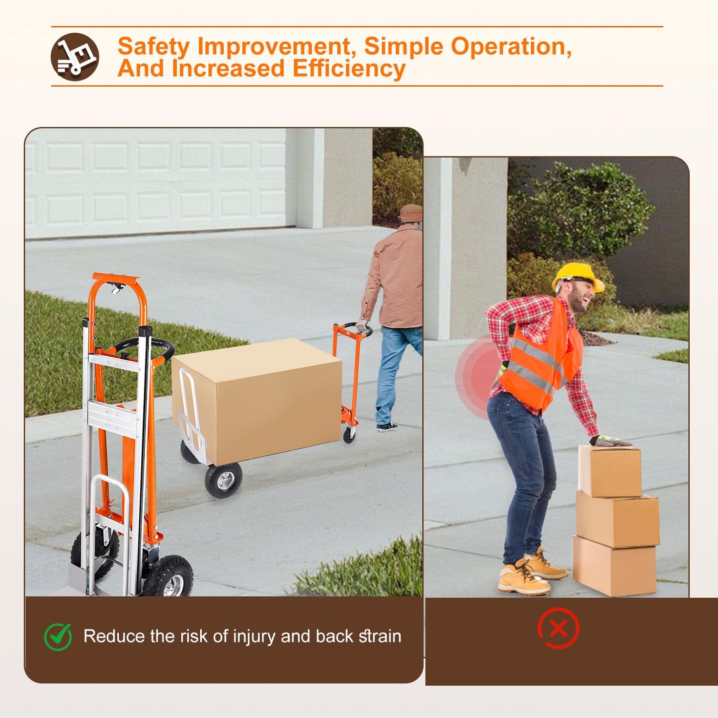 EASYBERG 4-in-1 Heavy Duty Convertible Hand Truck, 770 lbs Capacity Aluminum Folding Hand Truck Dolly Cart with 10" Rubber Wheels, Adjustable for Home, Office, Warehouse, Moving