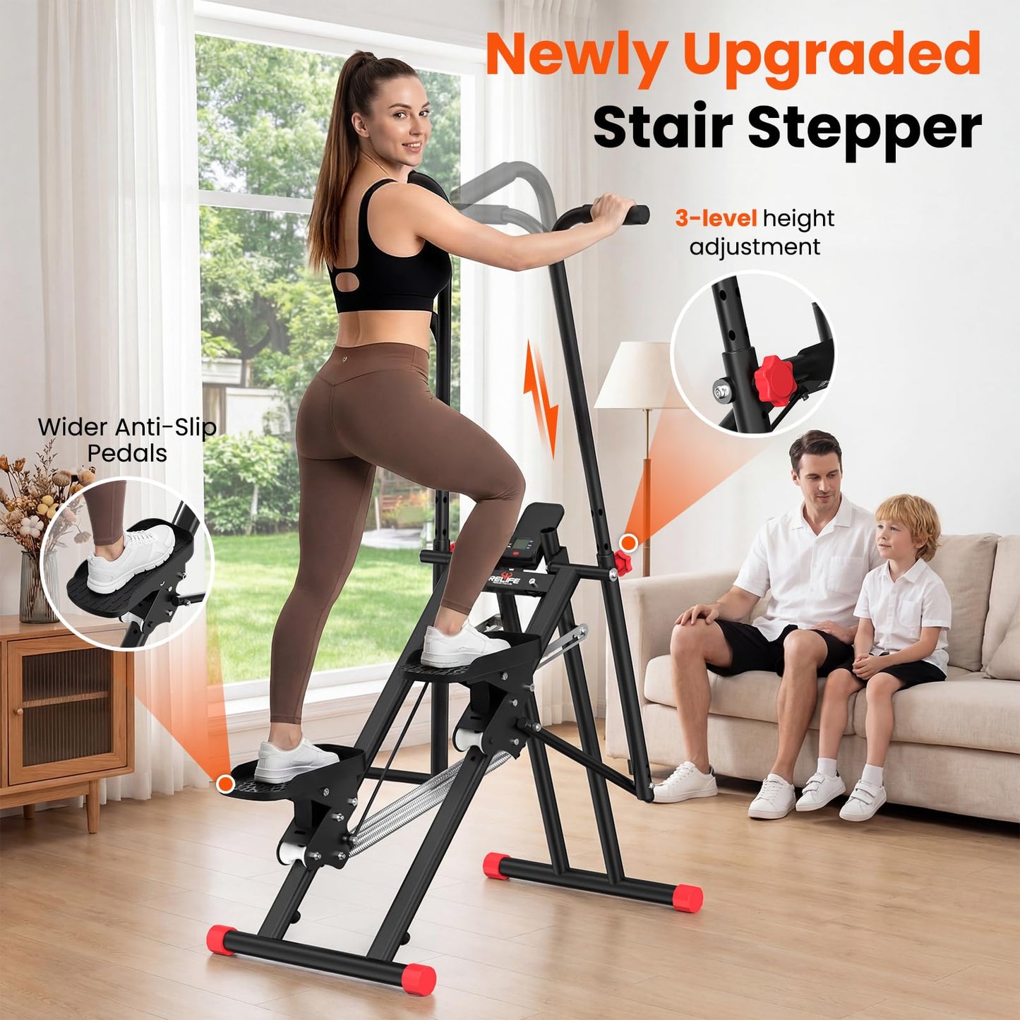 RELIFE REBUILD YOUR LIFE Stair Stepper for Home Exercise,New Version Stair Climber with Adjustable Resistance, Vertical Climber Cardio Exercise Machine for Full Body Workout, Extended Step Range