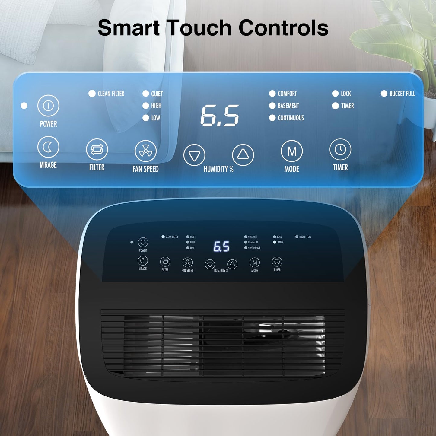 ZAFRO 7000 Sq.Ft Dehumidifiers for Home and Basement with Drain Hose, Energy Saving Max 150 Pints Dehumidifier with Auto or Manual Drainage, Auto Defrost, Three Modes, 24Hrs Timer