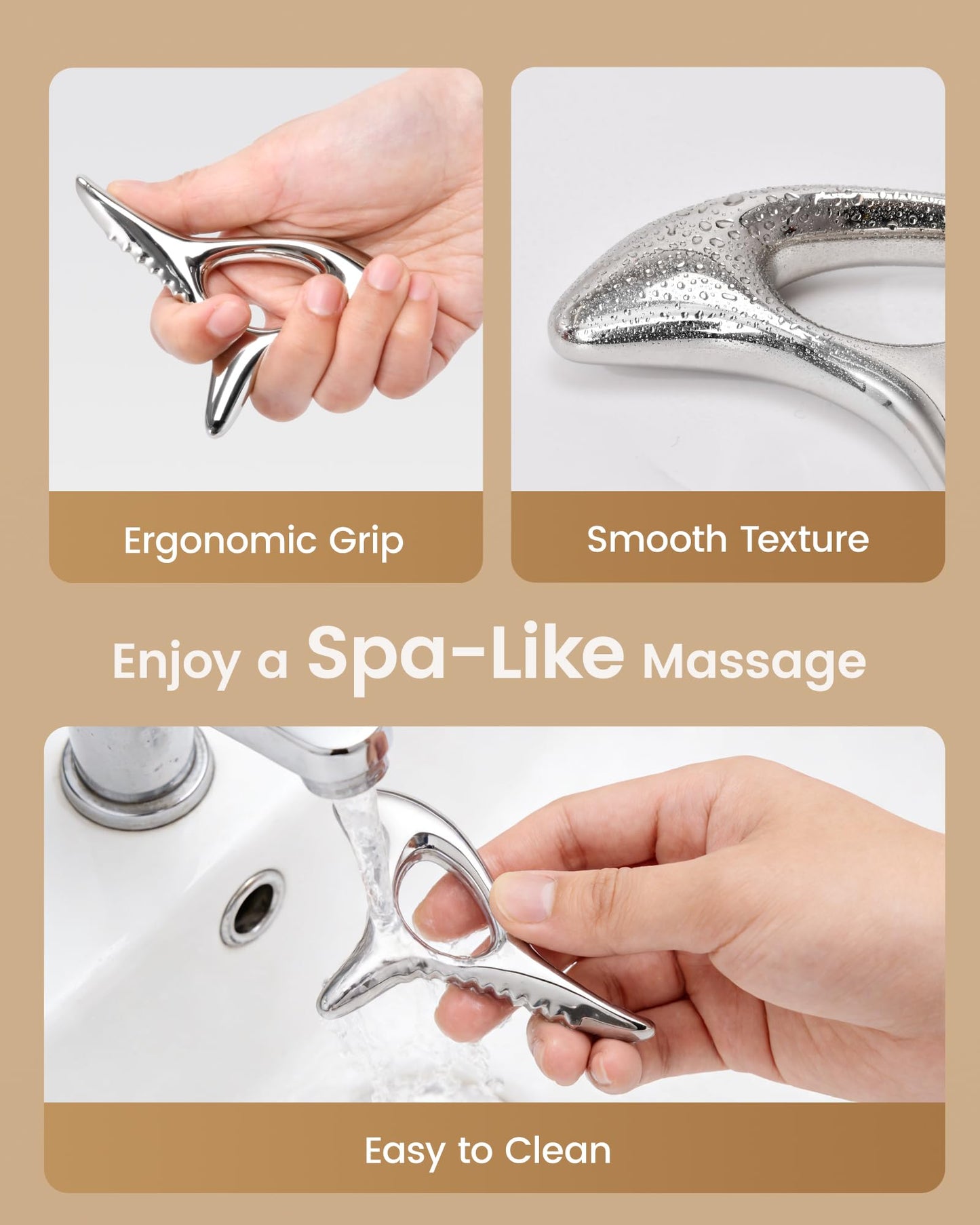 lifechill Trigger Point Massage Tool for Deep Tissue, Muscle Scraper Tool for Fascia Release, Metal Body Gua Sha Tool, Lymphatic Drainage Massager, Thumb Saver,Scar Tissue Massage,Acupressure Tool