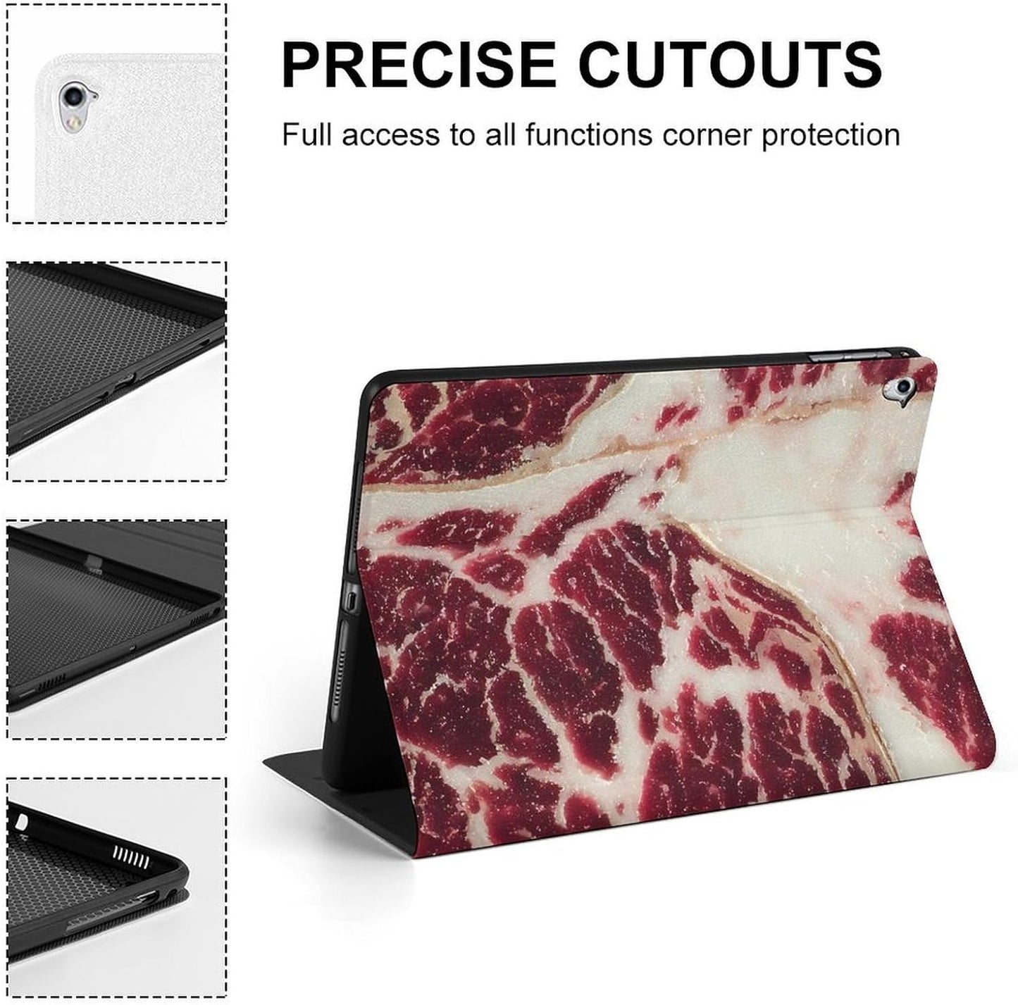 Generic Air1 2019 Beef Steak Meat Case Compatible with iPad Pro Mini Protective Cover with Stand