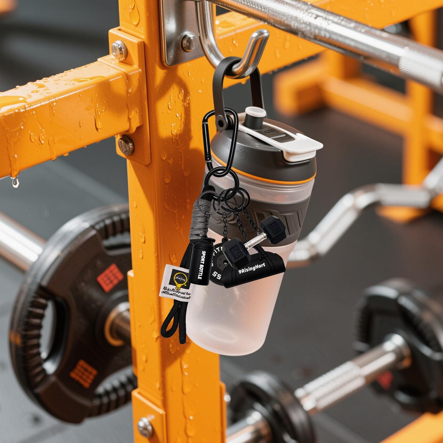 KHRYPTXH Dumbbell Keychain Set Gym Accessories for Women and Men Fitness Gifts, a Cute Mini Set for Gym Lovers & Couples (Black)