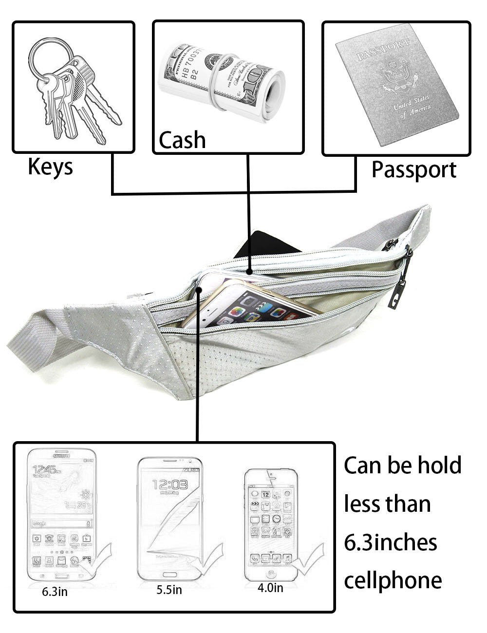 Naoki Outdoor Sports Running & Jogging & Travel Waterproof Utralthin Waist Pack/Bag Runner Belt