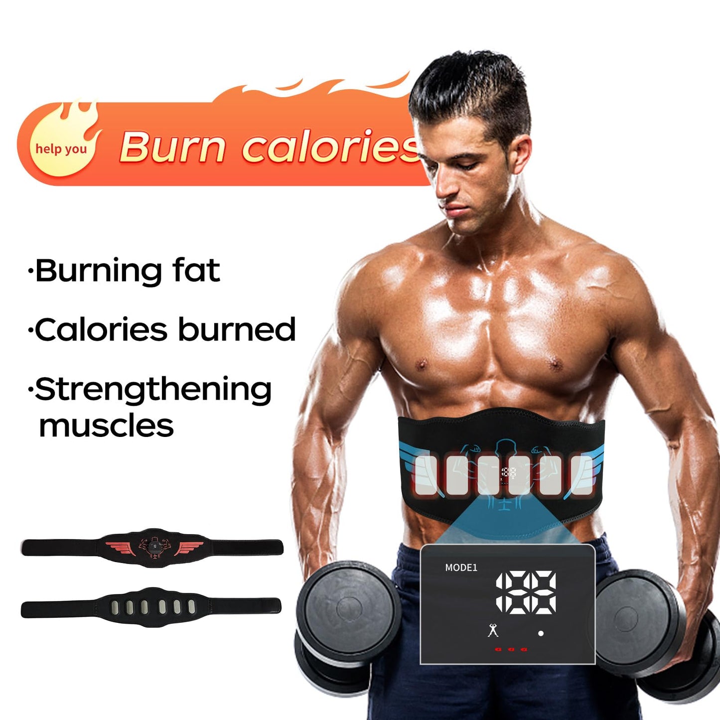 Kirlor Muscle Toner Abdominal ABS Training Workout Belt Body Abdominal Toning Gear Waist Trimmer Ab Workouts Intelligent Fitness Apparatus for Men Women Abdomen/Arm/Leg Home Office Exercise Black