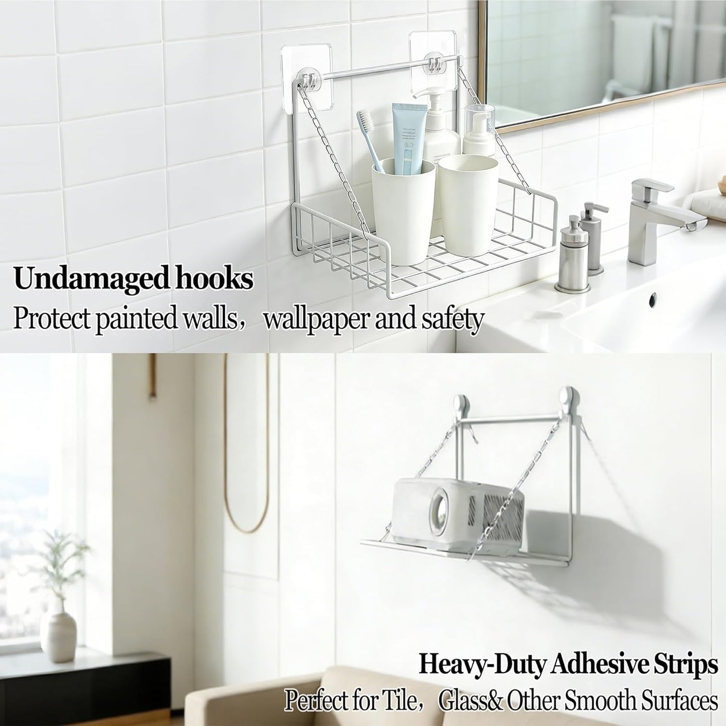 MQXYSDLY 2 11.5" 8.5" Projector Wall Bracket Router Wall Mount Suspension Cup Organizer Free No Drilling Pegs