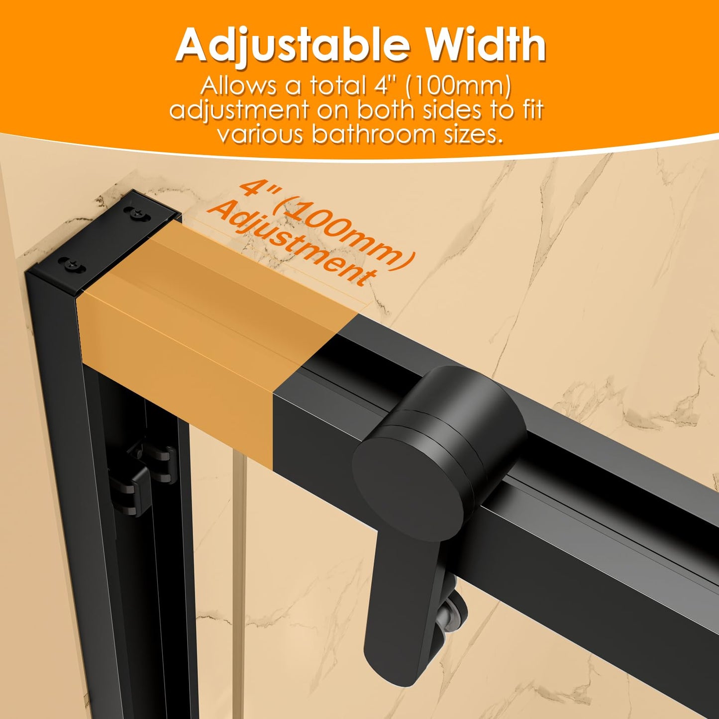 Shower Door 56-60" W x 76" H Double Sliding Shower Door, 5/16" (8mm) Shower Glass Door Easy-to-Clean Treated Clear Tempered SGCC Glass, Stainless Steel Frame & Roller Disk System, Matte Black Finish