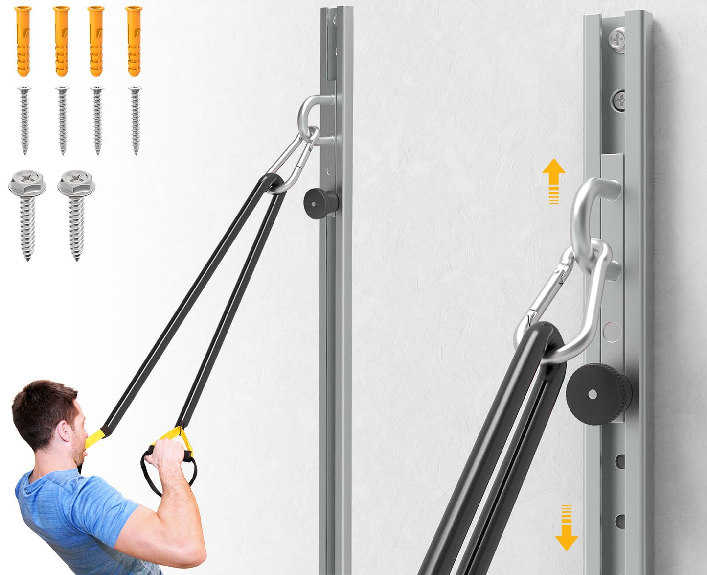 Adjustable Wall-Mounted Anchor Fitness System with Automatic Locking Function, Resistance Band Exercise Equipment for Home Gym Workout