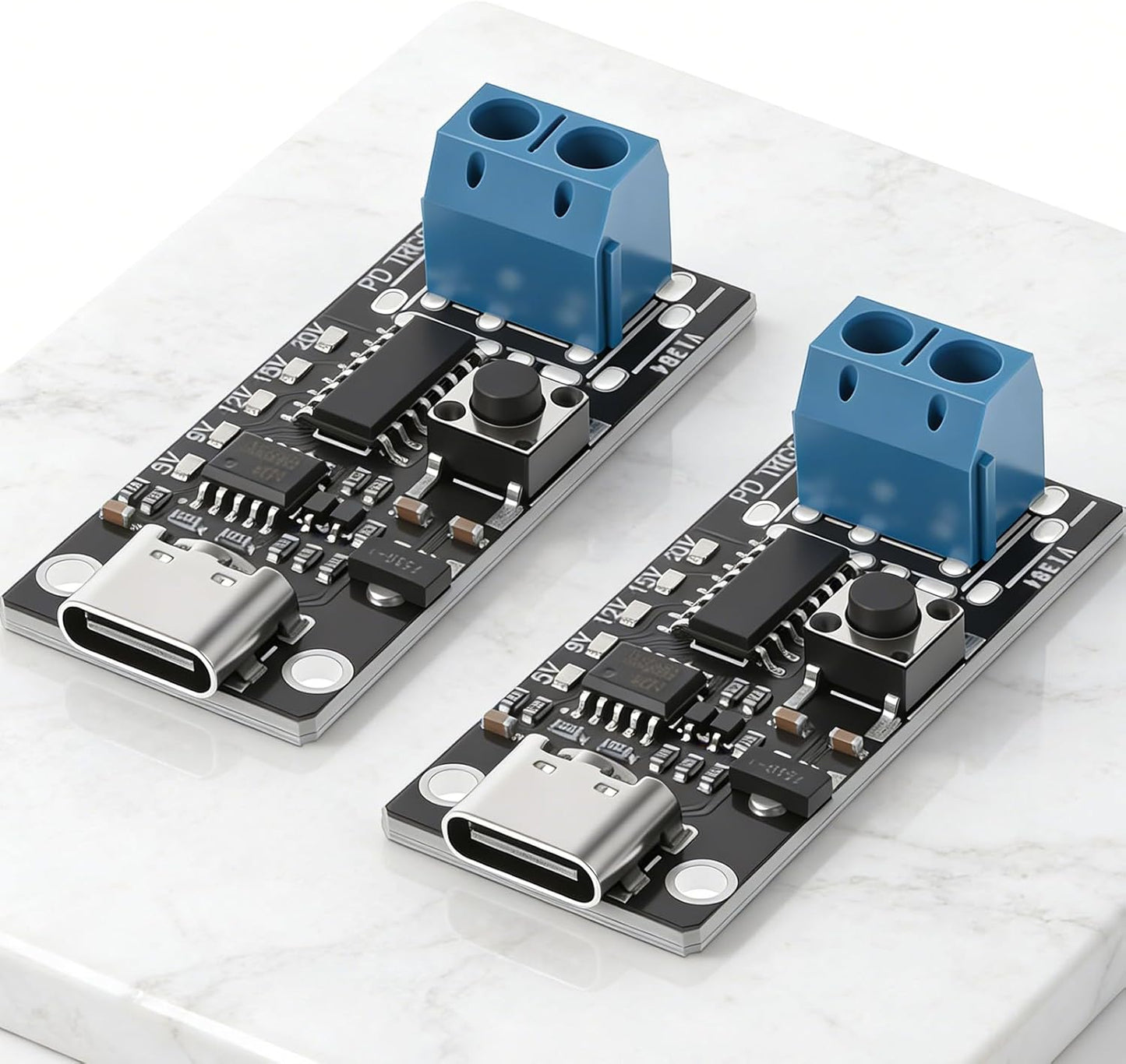 Qulkws 2 Pack 100W 5A 5V 9V 12V 15V 20V 5A USB-C Fast Charge PD QC DC Adjustable Voltage Power Module USB-C Decoy Board
