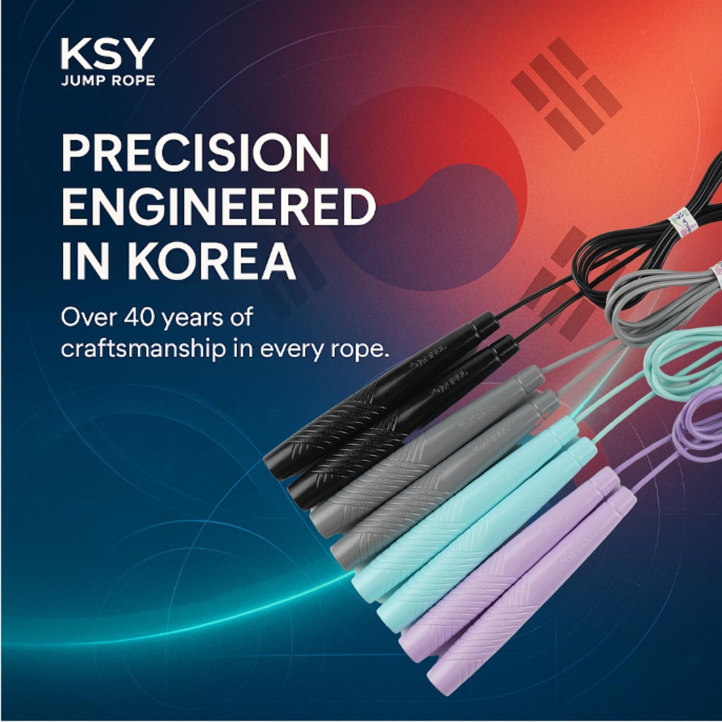 KSY Fit Jump Rope (J-240, Purple) – Everyday Fitness Rope for Women | Lightweight, Smooth KR PVC Cable, Soft-Grip Handles for Home Cardio | Made in Korea
