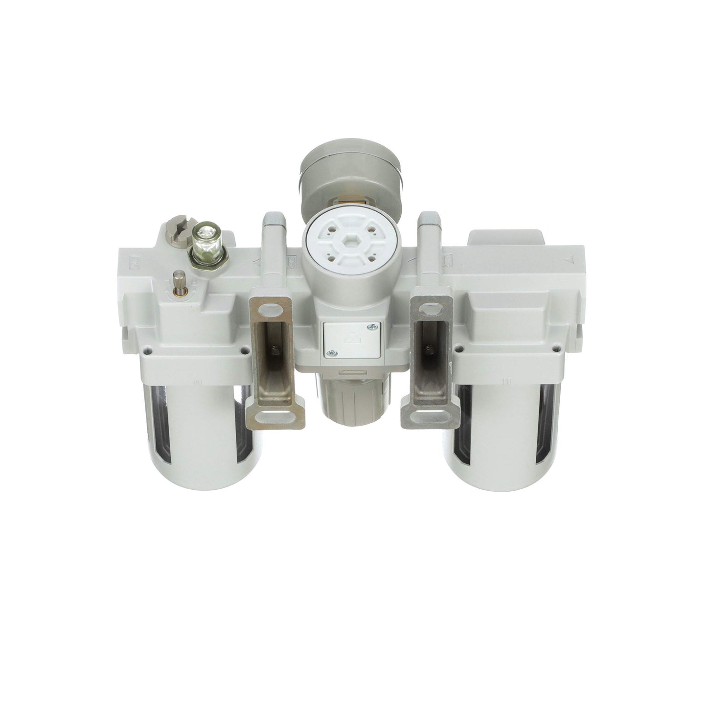 PneumaticPlus SAU400-N04G Compressed Air Filter Regulator Lubricator Combo 1/2" NPT - Poly Bowl, Manual Drain, Bracket, Gauge
