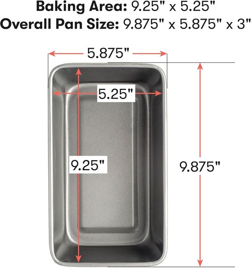 Cooking Light Nonstick Carbon Steel Bread Pan - Heavy Duty, Quick Release Coating, 9.25" x 5.25", Gray