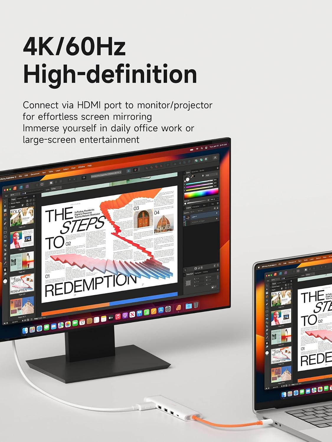 Hagibis 5 1 4K@60Hz USB3.0 3 100W (KZWN01H) USB-C Hub, in Multiport USB C Splitter Ultra Slim Heat Dissipation Docking