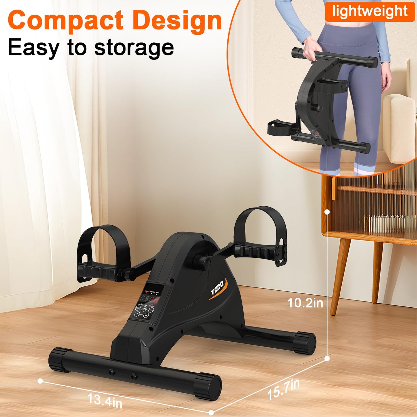 TODO Motorized Pedal Exerciser Mini Exercise Bikes, Under Desk Bike Peddler Exerciser for Seniors Rehab and Arm Leg Physical Therapy, 6 Levels Speed Adjustment