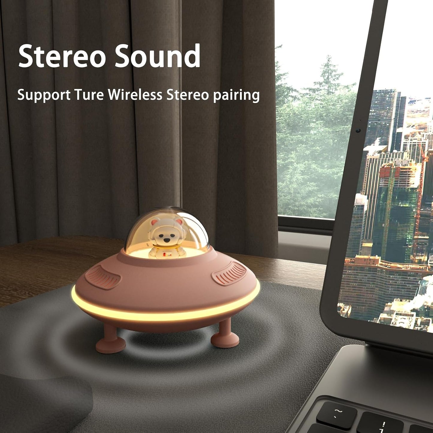 Baolira 5.4, Small Wireless Speaker, Bluetooth Speaker with Night Light for Pink Room Decor, Bluetooth USB