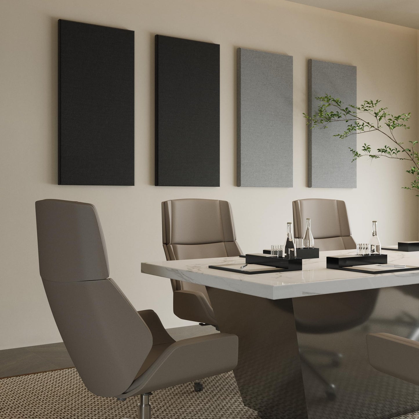 SMARTSTANDARD 4 PCS Acoustic Wall Panels, 2" Thick 47.2" x 23.6" Fiberglass Soundproof Wall Panels with Hanging System for Studios Home Theater Office Meeting Room, Black