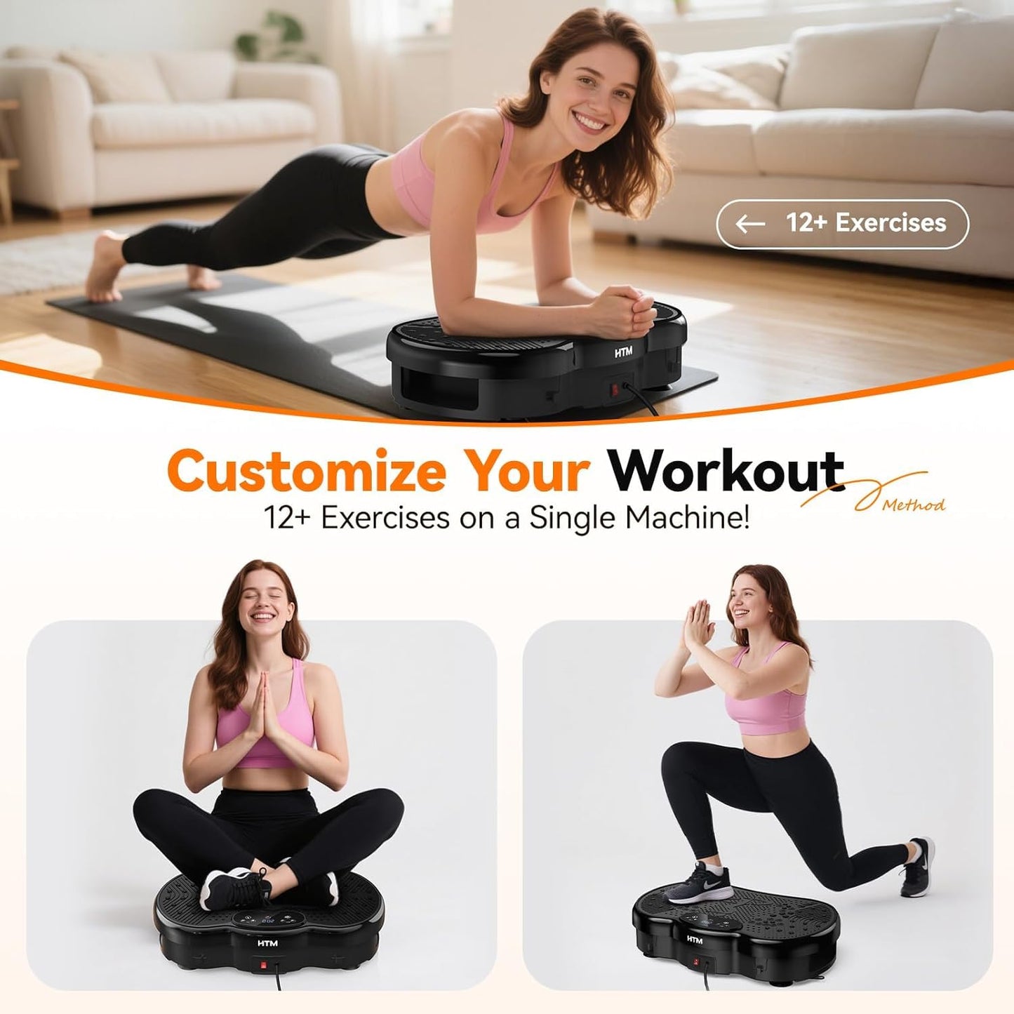 Vibration Plate Exercise Machine, Whole Body Shake Plate for Weight Loss Vibrating Platform with Resistance Bands Slot, 300 Lbs Capacity, 120-Speed, 9 Workout Modes for Home Fitness, Muscle Toning