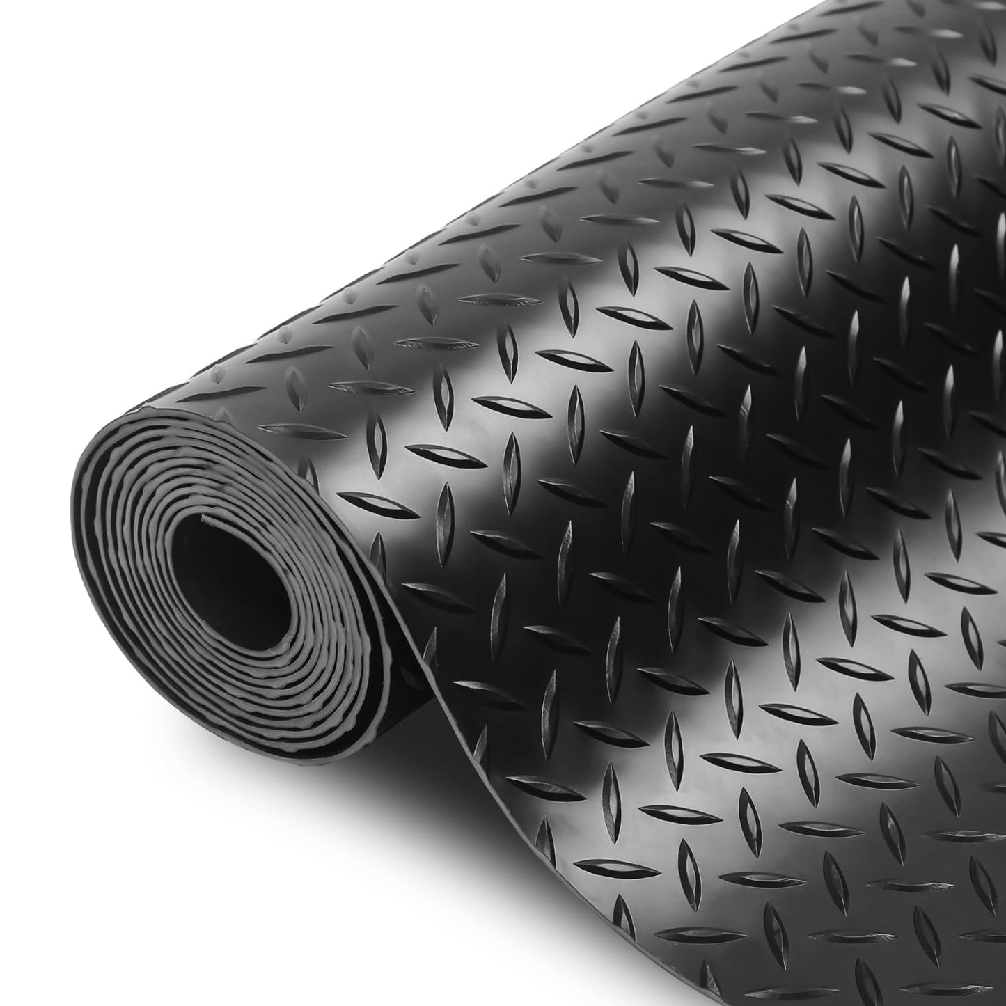 SEAL 5 x 10 FT Premium Garage Floor Mat, Solid 2.8mm Thick Lay-Flat Black Commercial Grade Heavy Duty Parking Mat for Golf Cart, Workbench, ATV, Water/Stain Resistant Runner (Embossed Diamond Plate)