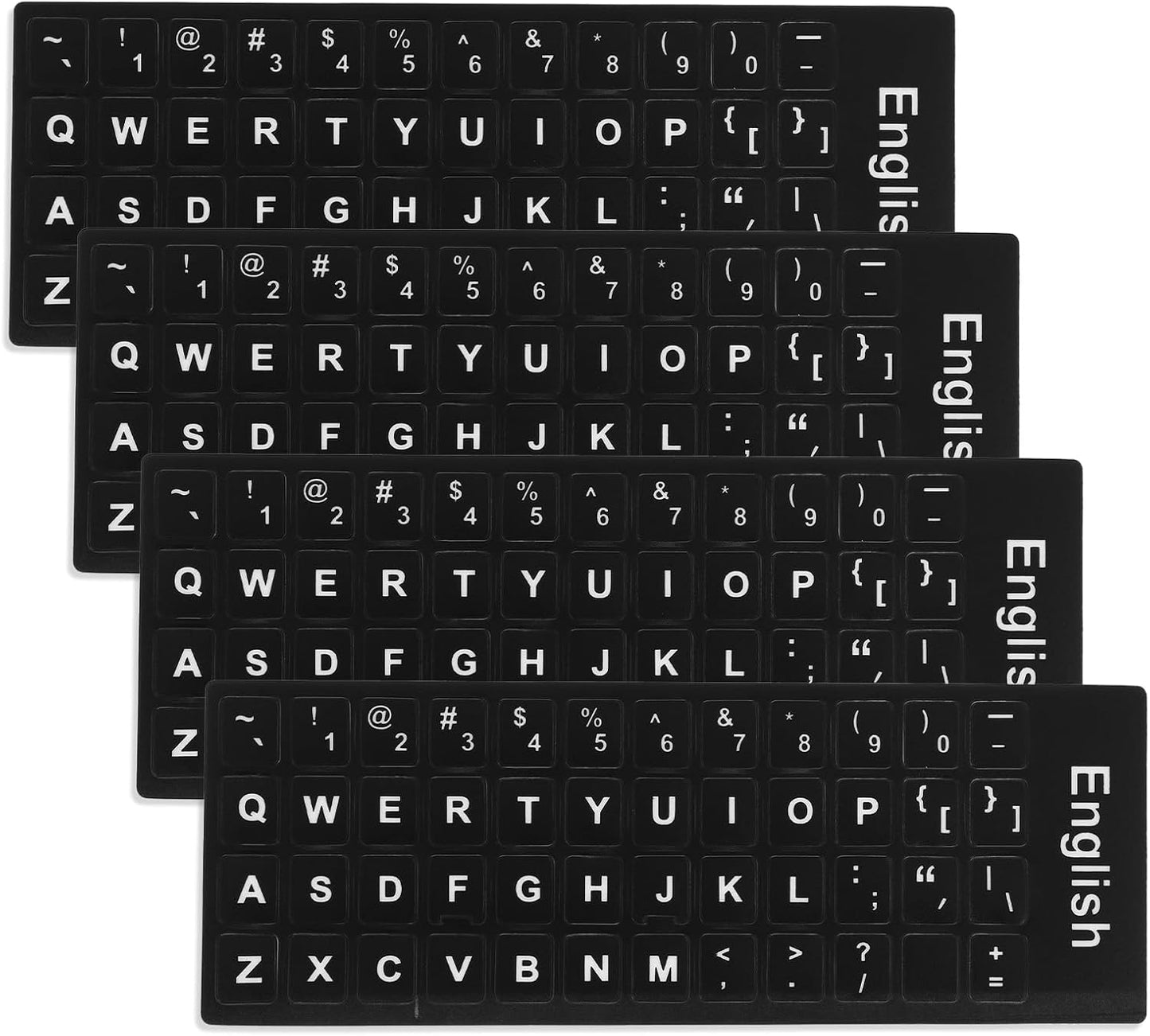 Mozeat Lens 4 Keyboard Letter Stickers, Pcs Universal English Laptop Keyboard Stickers Replacement with Matte Black