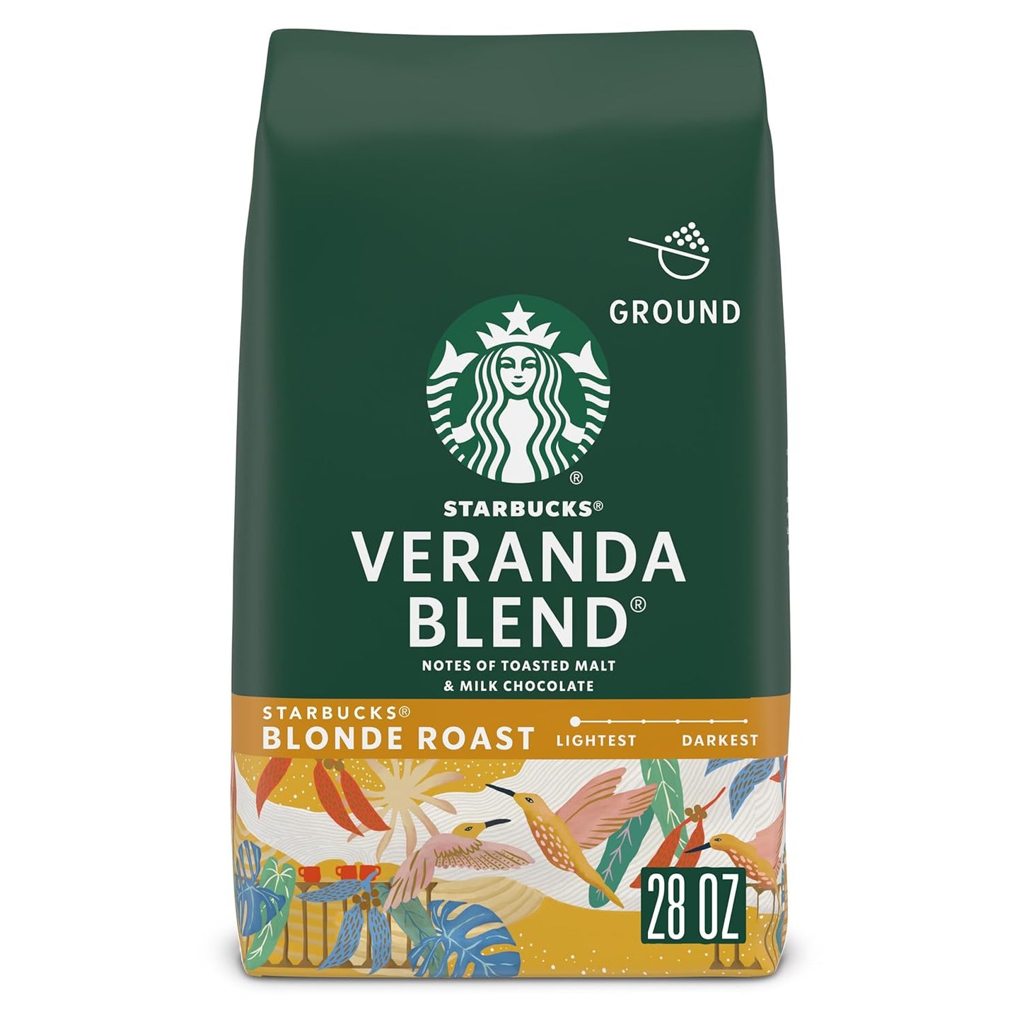 Starbucks Ground Coffee - Blonde Roast Veranda Blend for Hot or Iced Beverages | 28 oz