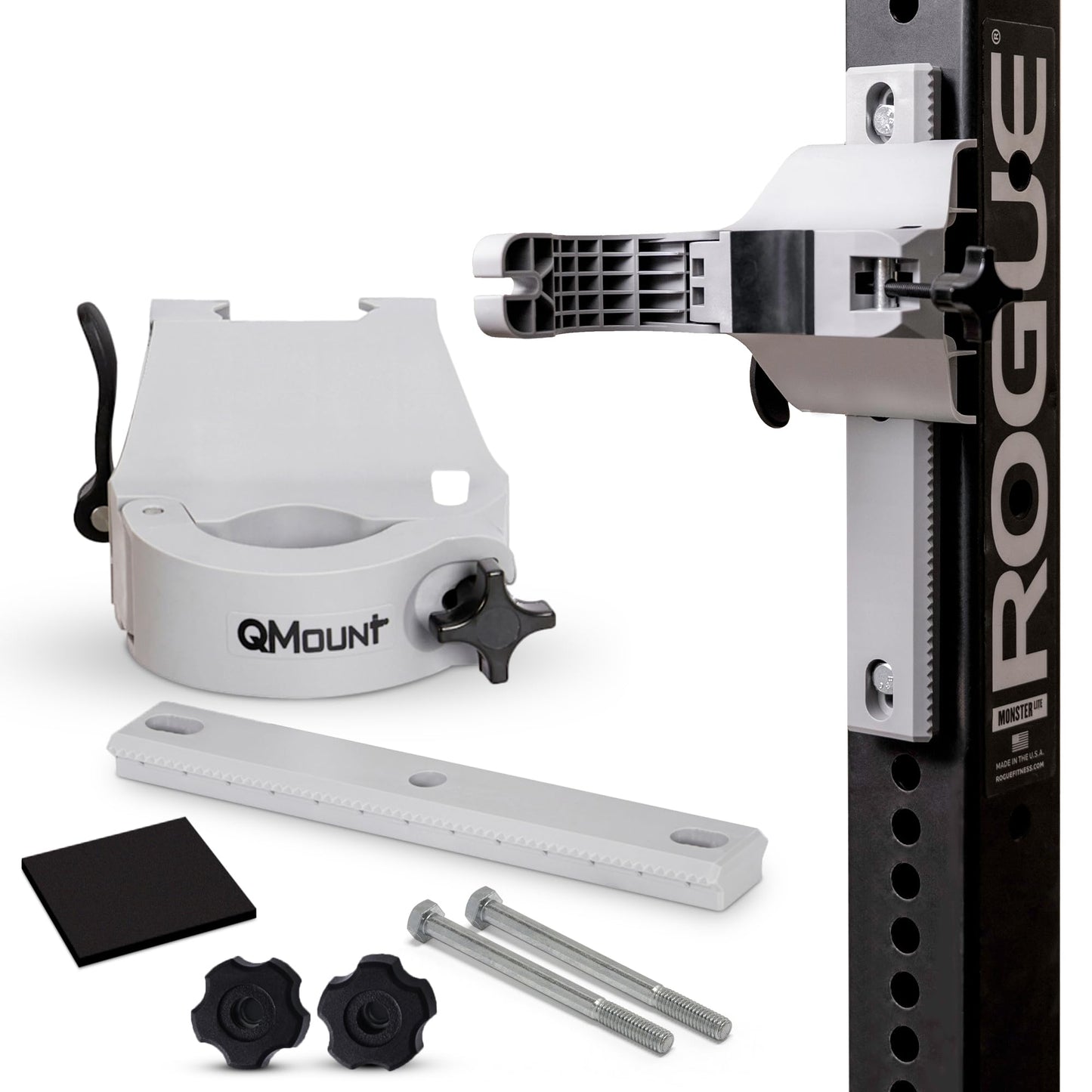 QMount Massage Gun Holder & Rack Mount – Hands-Free for Full Body Muscle Recovery – Fully Adjustable Massage Gun Wall Mount Holder – Heavy Duty, No-Slip, Supports Deep Massaging (Rack Mount)