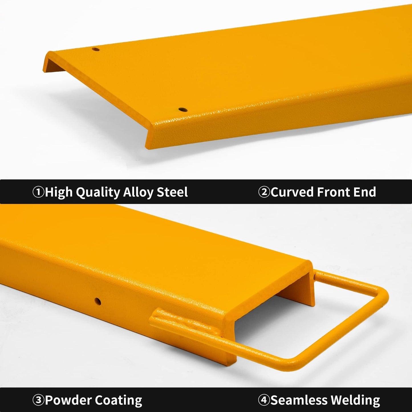 YINTATECH 6.5in Width Forklift Extensions Fits for 6" Wide Forks, Heavy Duty Pallet Fork Extension, 96in Length, 1 Pair, Yellow