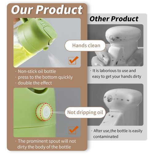 DOPUDO Oil Sprayer for Cooking, 2 in 1 Olive Oil Dispenser Bottle for Kitchen, 16oz/470ml Premium Glass Oil Bottle, Food-grade Oil Mister for Air Fryer, Salad, Frying, BBQ (Creamy Black)