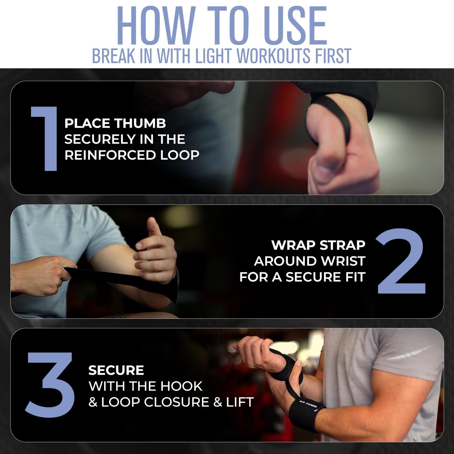 Rip Toned Wrist Wraps for Weightlifting – USPA & USAPL Approved 18" Wrist Straps for Powerlifting – Adjustable, Durable Gym Wraps with Thumb Loop – Quality Support for Men & Women – Black Stiff