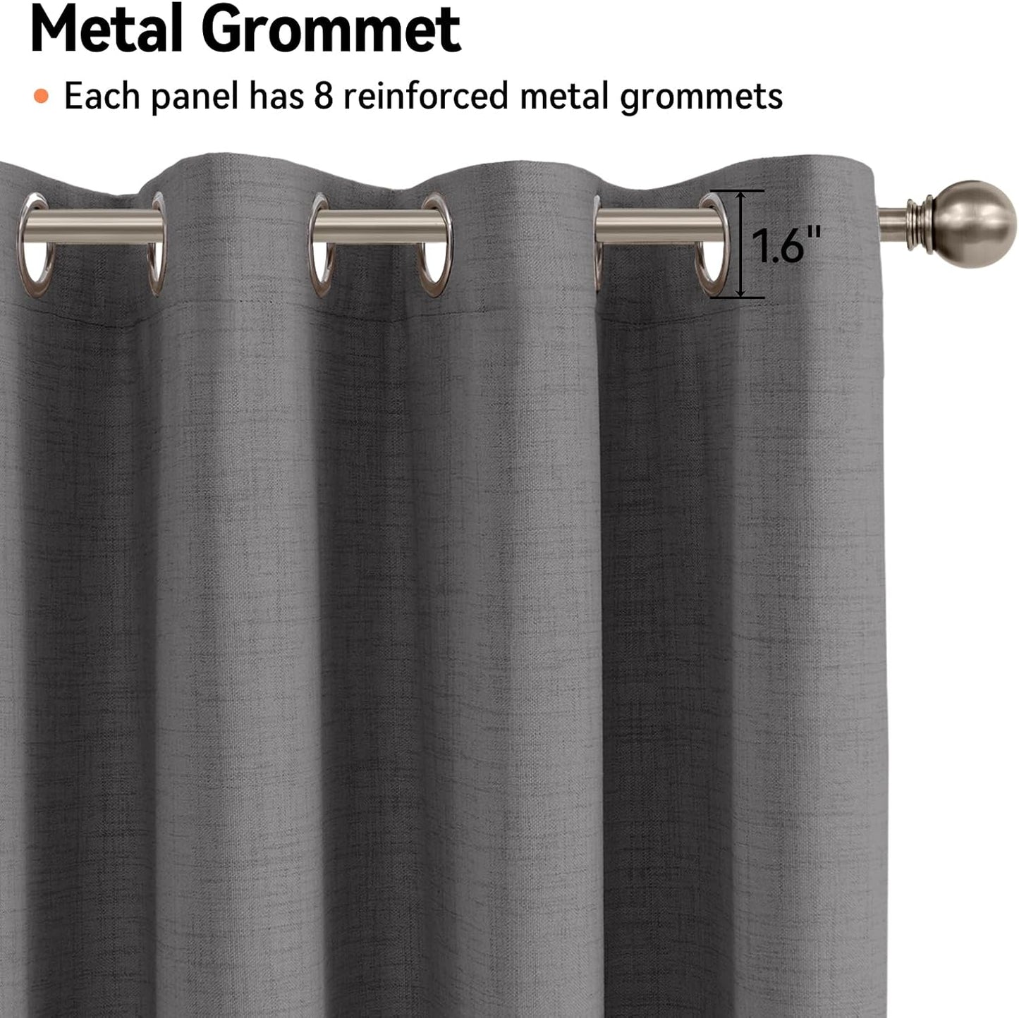 Regine Switzerland Blackout Curtains - 100% Blackout Thermal Insulated Drapes | Dark Grey, 50" W x 84" L, 2 Panels