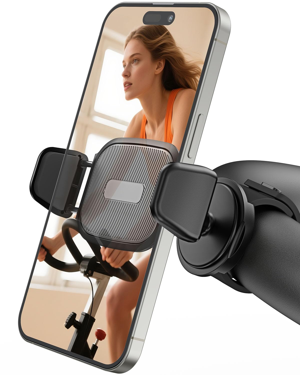 OQTIQ Phone Holder for Peloton Bike, Exercise Bike 360° Rotatable Handlebar Phone Mount with Adjustable Silicone Strap for Stroller, Shopping Cart, Gym – Fit for 4.7"-6.9" Smartphones