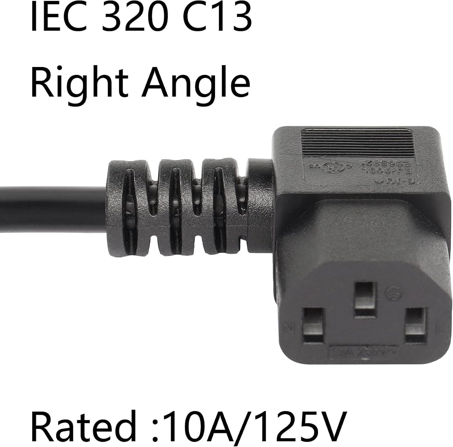 CERRXIAN 4.92FT 18AWG 3 5-15P 90 320 C13 10A/125V, Right Angle Prong Computer Power Cord, NEMA to Degree IEC Monitor TV